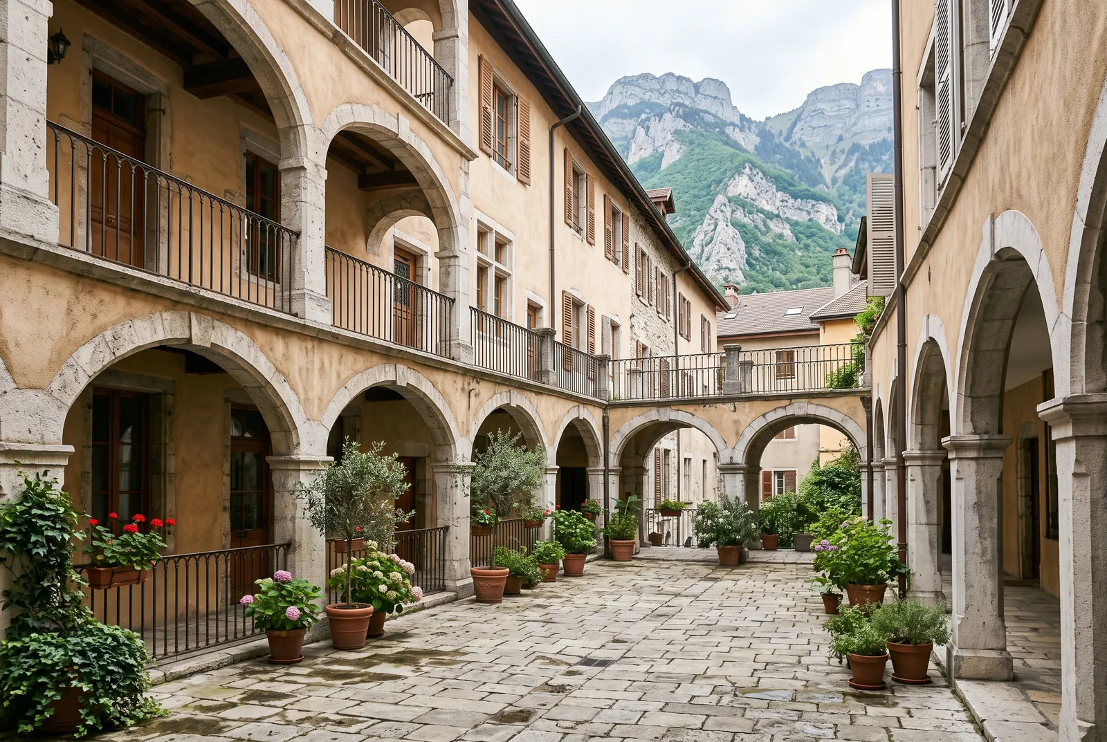 Cour intérieure d'un immeuble à Grenoble